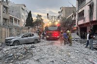 Building that was hit by an Israeli strike in Tehran
