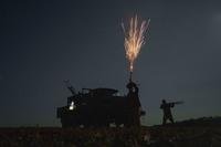 Ukrainian soldiers from air-defence unit of 59th brigade fire at Russian strike drones in Dnipropetrovsk region, Ukraine