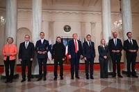 European leaders pose with U.S. President Donald Trump.