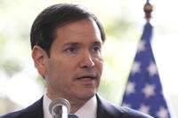 Secretary of State Marco Rubio speaks during a joint news conference with Ecuador's Foreign Minister Gabriela Sommerfeld