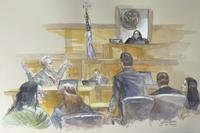 Courtroom sketch shows Ryan Routh throwing his arms up