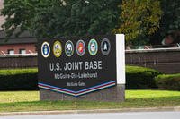 A sign for U.S. Joint Base McGuire-Dix-Lakehurst in New Jersey