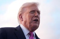 President Donald Trump speaks to reporters.