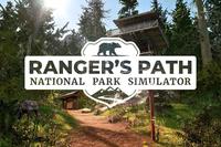 Ranger's Path National Park Simulator logo over gameplay screenshot forest path