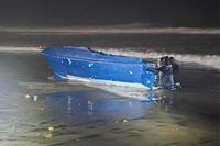 A capsized boat off the coast of Imperial Beach, California.