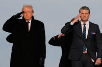 President Donald Trump and Defense Secretary Pete Hegseth salute