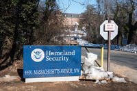 A Department of Homeland Security building sign in Washington.