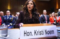 Homeland Security Secretary Kristi Noem appears for an oversight hearing before the Senate Judiciary Committee, at the Capitol in Washington, Tuesday, March 3, 2026. (AP Photo/J. Scott Applewhite)