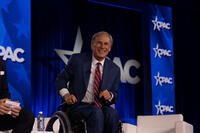 Texas Gov. Greg Abbott appears at the Conservative Political Action Conference (CPAC) in Dallas, Friday, March 27, 2026. (AP Photo/Gabriela Passos)