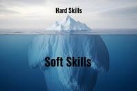 iceberg with soft skills labeled above the water line hard skills below the water line