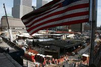 An American Flag flies near the Ground Zero construction site. (U.S. Marine Corps/Sgt. Steve Cushman)