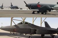 Military.com recently visited the 380th Air Expeditionary Wing at Al Dhafra Air Base, UAE. Seen here: RQ-4 Global Hawk on the flightline with KC-10s and an AWACS; and an F-22 stealth jet. (Photos: Oriana Pawlyk/Military.com)