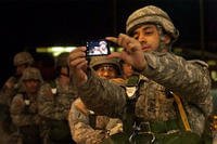 Soldier using smartphone