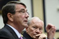 Joint Chiefs of Staff Chairman Gen. Martin Dempsey listens as Defense Secretary Ash Carter testifies before the House Armed Services Committee on Capitol Hill in Washington, Wednesday, June 17, 2015. (AP Photo/Susan Walsh)
