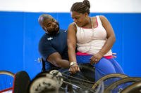 Retired Coast Guard Lt. Sancho Johnson and his wife, Shundra, spend time together during the Navy trials for the Department of Defense Warrior Games in Ventura, Calif., May 29, 2015. DoD photo by EJ Hersom