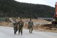 Marines on May 8, 2017, walk away from the entrance of Frigaard Cave, where the service stores hundreds of vehicles and other gear as part of Marine Corps Prepositioning Program-Norway. Hope Hodge Seck/Military.com