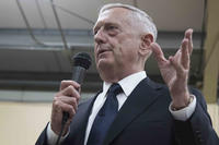 U.S. Secretary of Defense James Mattis speaks with a group of service members during his visit to Train Advise Assist Command East, September 27, 2017. (U.S. Army photo/Sgt. 1st Class Randall Pike)