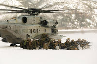 FILE -- Marines from the Combined Arms Company support NATO allies with ground-combat capabilities in Norway's Namsos fjord during Exercise Cold Response 16 in March 2016. Master Sgt. Chad McMeen/Marine Corps
