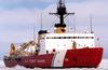 The Coast Guard Ice Breaker Polar Star working an ice channel.