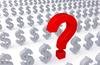 Question mark set amid dollar signs