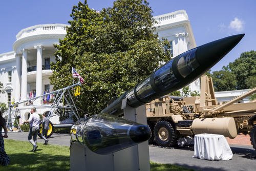 A Terminal High Altitude Area Defense anti-ballistic missile defense system is displayed.