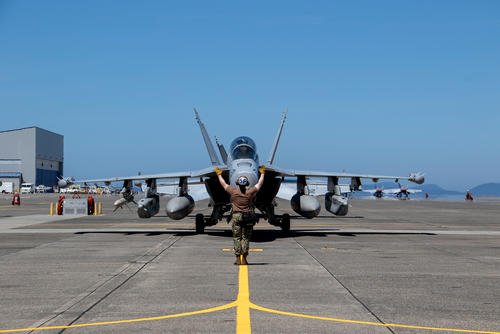 An E/A-18G Growler returns home to Naval Air Station Whidbey Island