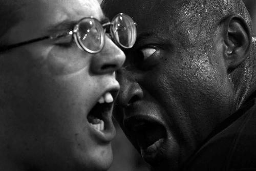 Drill Instructor motivates an enlistee