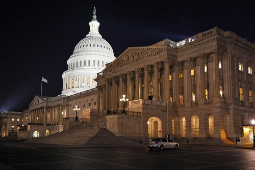 The U.S. Capitol in Washington is illuminated at night on April 7, 2011, as Congress work late to avert a government shutdown.