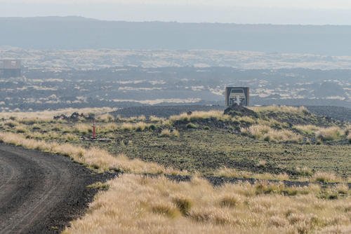 A target pops up at the Pohakuloa Training Area (PTA) on the Big Island of Hawaii