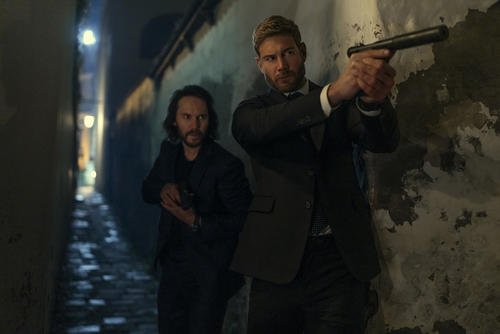 Ben Edwards (Taylor Kitsch) and Raife Hastings (Tom Hopper) are shown during a scene from 'The Terminal List: Dark Wolf.&quot;