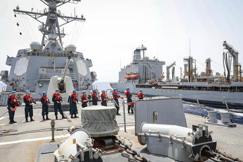 USS Jason Dunham conducts a replenishment-at-sea