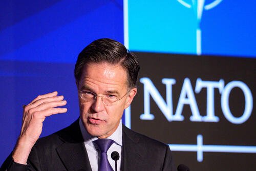 NATO Secretary General Mark Rutte speaks during the NATO-Industry Forum (NIF) 2025, in Bucharest, Romania, Thursday, Nov. 6, 2025. (AP Photo/Andreea Alexandru)