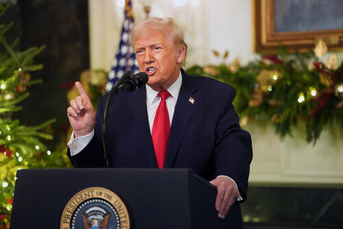 President Donald Trump speaks during an address to the nation from the Diplomatic Reception Room at the White House, Wednesday, Dec. 17, 2025, in Washington. (Doug Mills/The New York Times via AP, Pool)