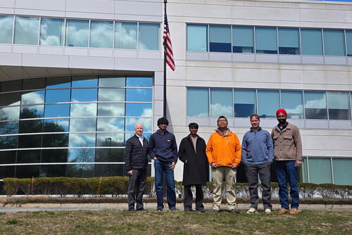 Skyline Nav AI’s team outside their office in the Greater Boston area. (Nick Mordowanec)